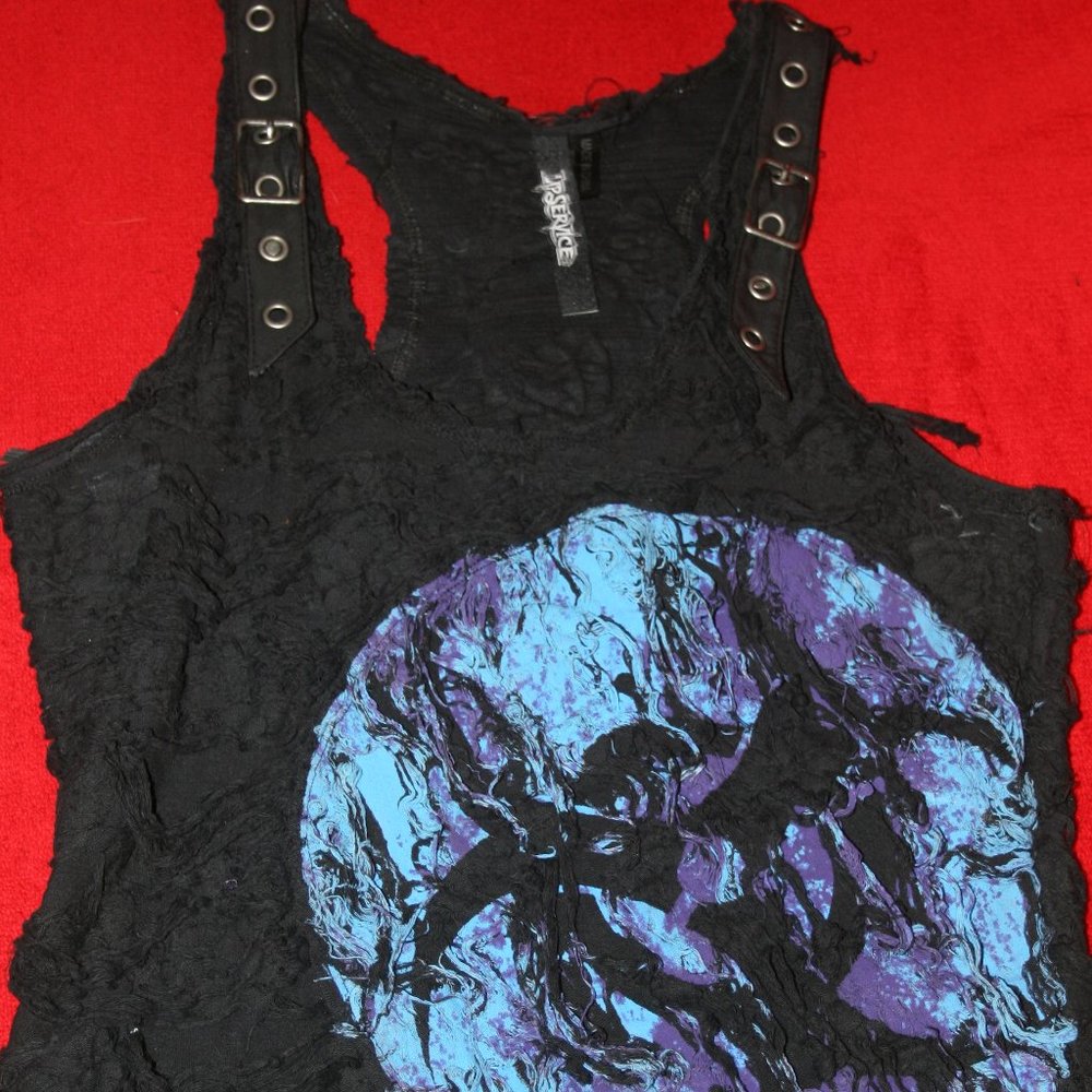 Lip Service Bio Threat Toxicity Tank Top L Blue/Purple